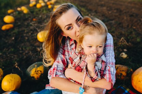 Mom And Daughter Pumpkin Patch