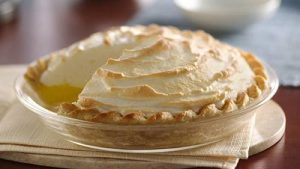 Lemon Meringue Pie In Glass Dish Image