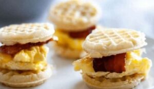 Breakfast Ideas Bacon Egg Cheese Waffle Sliders Image